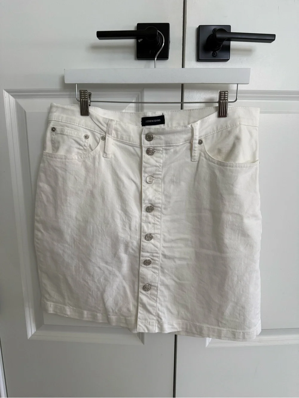 J. Crew White Button-Front Mini Skirt